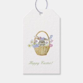 Etiqueta Para Presente Coelho felz pascoa num Primavera cesto
