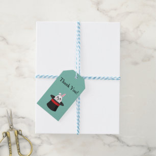 Etiqueta Para Presente Coelho Fofo com Chapéu de Mago Personalizado