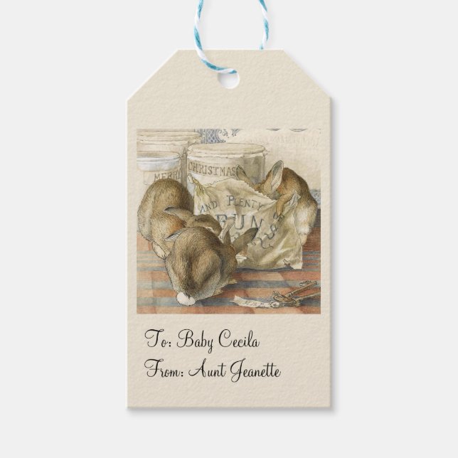 Etiqueta Para Presente Coelhos de Bunny Natal (Frente)