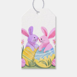 Etiqueta Para Presente Coelhos de Ovo de Páscoa | Aquarela Pastel