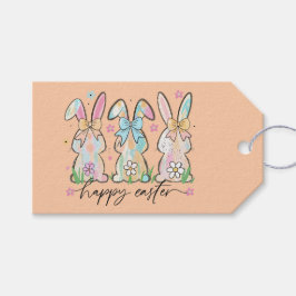Etiqueta Para Presente Coelhos de Páscoa Coloridos com Laços