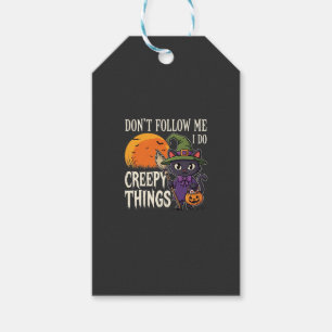 Etiqueta Para Presente Coisas Assustadoras Gato de Halloween Bruxa Design