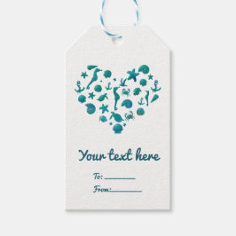 Etiqueta Para Presente Coisas da Praia Aquarela Azul Turquesa Moderna Chi