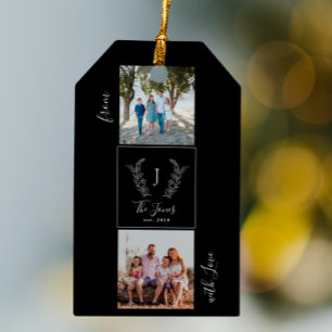 Etiqueta Para Presente Colagem de fotos de família monograma nome persona