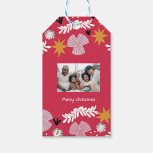 Etiqueta Para Presente colagem de fotos de natal com alegria vermelha per