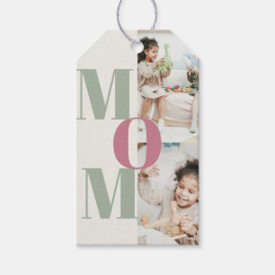 Etiqueta Para Presente Colagem de Fotos do Dia de as mães Elegante   Letr
