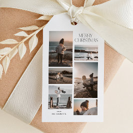 Etiqueta Para Presente Colagem de Fotos Minimalista de Natal Feliz 6