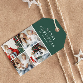 Etiqueta Para Presente Colagem de Fotos Moderna de Natal Feliz 4