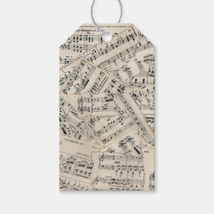 Etiqueta Para Presente Colagem do papel de partitura do vintage