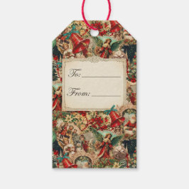 Etiqueta Para Presente Colagem Vibrante Natal Victoriano