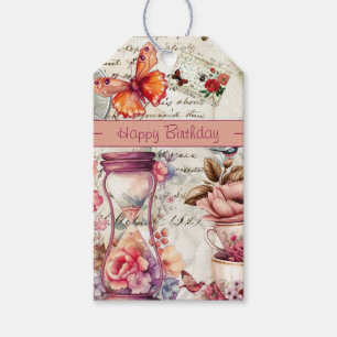 Etiqueta Para Presente Colagem Vintage Watercolor