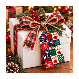 Etiqueta Para Presente Colcha de Retalhos de Natal do Labrador