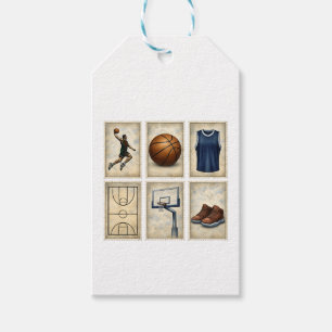 Etiqueta Para Presente Coleção de Selos Esportivos de Basquetebol Vintage