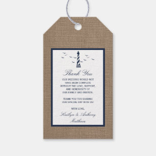 Etiqueta Para Presente Coleção Náutica De Casamentos De Burlap De Farol