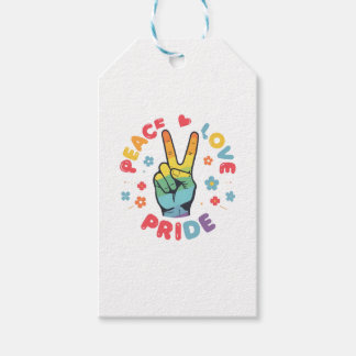 Etiqueta Para Presente Colorful design with peace, love and pride hand