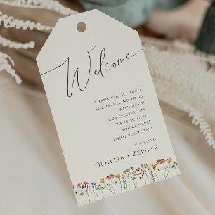 Etiqueta Para Presente Colorful Wildflower Beige Wedding Welcome