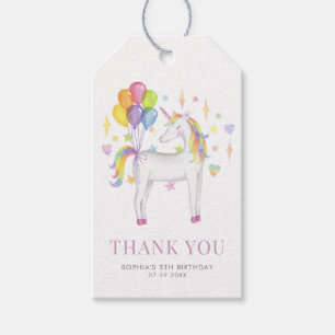Etiqueta Para Presente Colorida Aquarela Rainbow Unicorn Aniversário