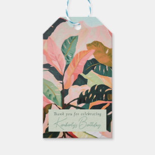 Etiqueta Para Presente Colorida Boho Tropical Palm Aniversário Obrigado