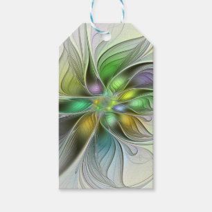Etiqueta Para Presente Colorida Fantasy Flor Moderno Abstrato Fractal