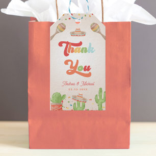 Etiqueta Para Presente Colorida Groovy Fiesta Chá de casamento Obrigado