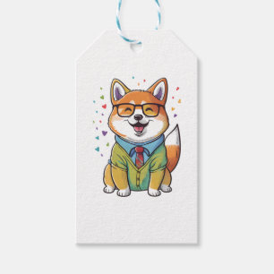 Etiqueta Para Presente Colorida Kawaii Shiba Inu Hipster 1