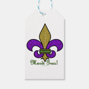 Etiqueta Para Presente Colorida Mardi Gras Fleur De Lis