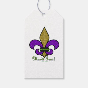 Etiqueta Para Presente Colorida Mardi Gras Fleur De Lis