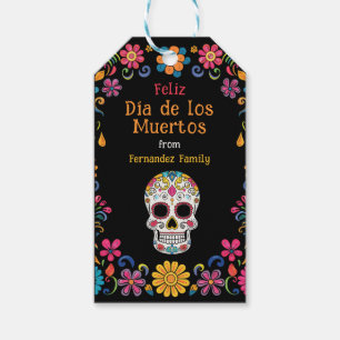 Etiqueta Para Presente 💀 🎉 Colorida Partido Día de Muertos