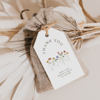 Etiqueta Para Presente Colorir Flor Selvagem Obrigado Festa de aniversári