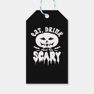 Etiqueta Para Presente Coma, Beba E Seja Assustador Halloween Clássico Re