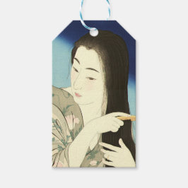 Etiqueta Para Presente Combing Her Hair (Bela Mulher Asiática) (Kotondo)