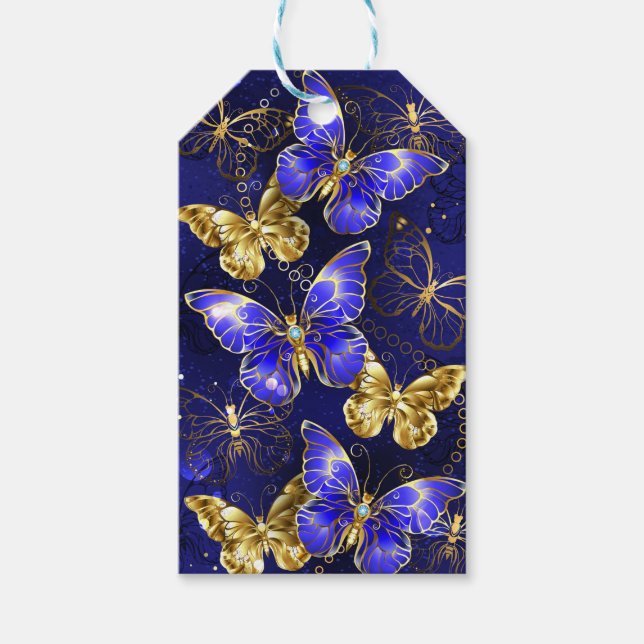 Etiqueta Para Presente Composição com borboletas de safira (Frente)