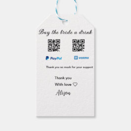 Etiqueta Para Presente Compre uma bebida para a noiva doação QR Venmo Pay