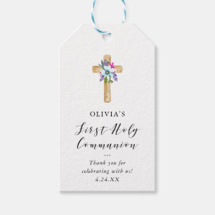 Etiqueta Para Presente Comunhão transversal floral rústico do olhar   d