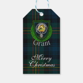 Etiqueta Para Presente Conceda Tartan e Brasão do Clã Escocês Grant