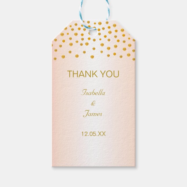 Etiqueta Para Presente Confete Dourado em Rosa Dourado (Frente)