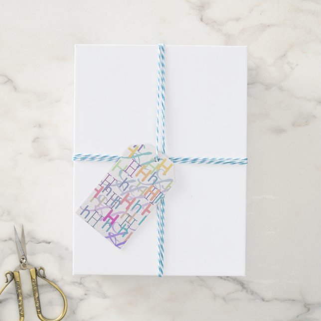 Etiqueta Para Presente Confetes de Carta "H" (Com cordão)