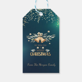 Etiqueta Para Presente Confetes Festivos, Sininhos de Natal, Verde