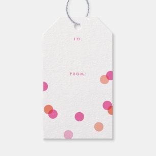Etiqueta Para Presente Confetes Modernos Rosa e Laranja Polk a Dot