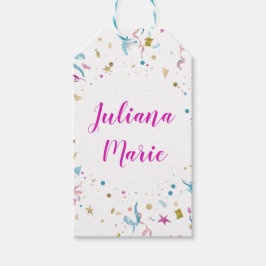 Etiqueta Para Presente Confetti Party Pink and Blue Sparkle