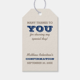 Etiqueta Para Presente Confirmação de marinho Azul e Prata Obrigado