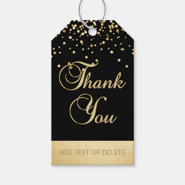 Etiqueta Para Presente Conflito Dourado Negro Personalizado, OBRIGADO (Frente)