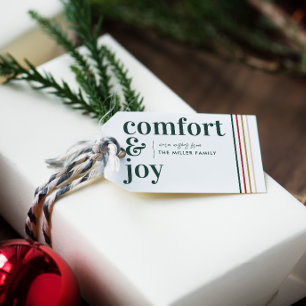 Etiqueta Para Presente Conforto & Alegria   Estilo Natal Verde Floresta