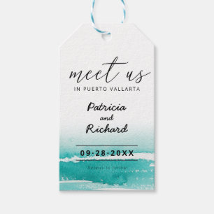 Etiqueta Para Presente Conheça-nos no Casamento de Destino Teal Save The 
