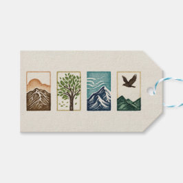 Etiqueta Para Presente Conjunto Mínimo da Natureza – Arte de Montanha e Á