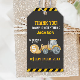Etiqueta Para Presente Construction Birthday 5th | Dump Truck Excavator