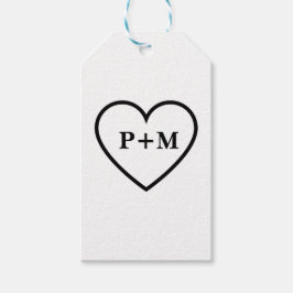 Etiqueta Para Presente Contorno de Namorado com Iniciais de Casal Minimal