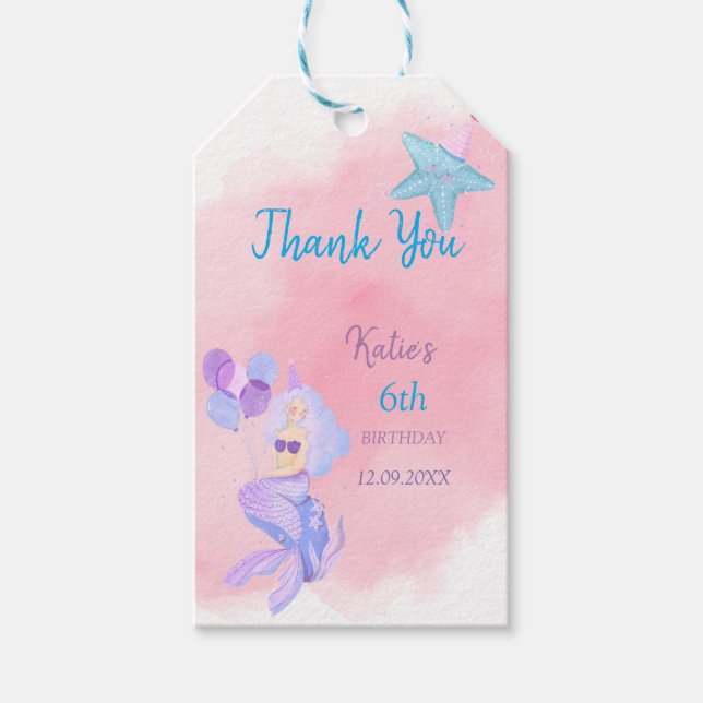 Etiqueta Para Presente Convite de Aniversário da Sereia (Frente)