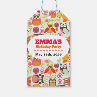 Etiqueta Para Presente Convite de Aniversário de Coruja Fofa Hoot Hooray 