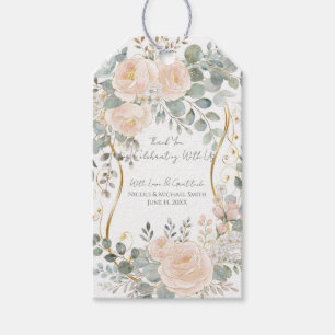 Etiqueta Para Presente Convite de Casamento Floral Botânico Blush Peony &